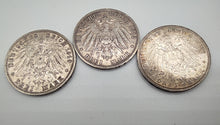 Laden Sie das Bild in den Galerie-Viewer, 3 Kaiserreichsmark Wilhelm II v. Preussen 1910/11/12 A Silber
