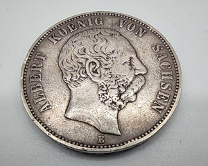 5 Kaiserreichsmark Albert v. Sachsen 1875 E Silber